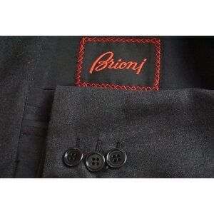 Brioni Traiano Solid Charcoal 100% Wool Sport Coat Jacket Sz 42R